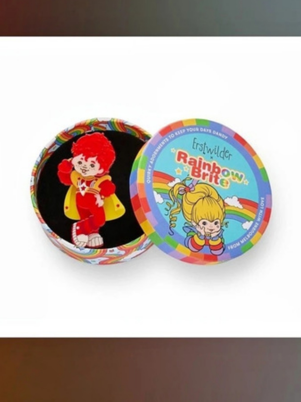 ERSTWILDER  Red Butler Brooch Rainbow Brite